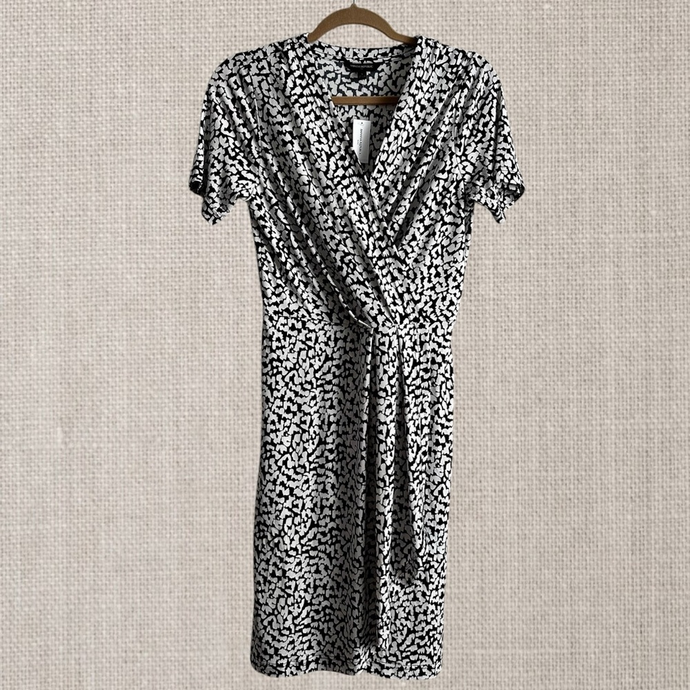 Banana Republic Black and White Patterned Midi Dress